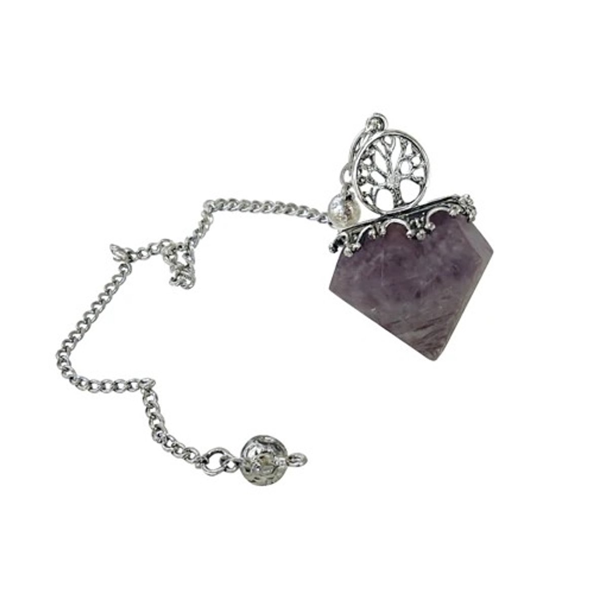 S4H Amethist Pendel met Levensboom – Edelsteen Pendulum – Intuïtie, Chakra Healing & Spirituele Bescherming – Handgemaakt