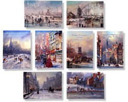 20 Luxe Kerst- en Nieuwjaarskaarten 2 x 10 dubbele kaarten met enveloppen - serie Traditioneel