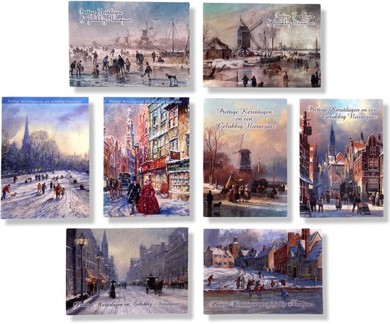 20 Luxe Kerst- en Nieuwjaarskaarten 2 x 10 dubbele kaarten met enveloppen - serie Traditioneel