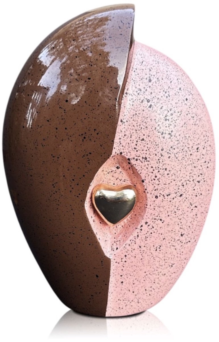 Akerz As Urn - Handgemaakte Hart Urn Roze/Bruin - Crematie Urn - Uniek - Voor Huisdieren of Menselijk As - Crematie As - Decoratie Urn - Hart 0,8 Liter