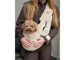 The Dog Label - Hondendraagtas - hondentas - draagtas hond - draagzak - kleine honden - hondendraagzak- pups - oude hondjes - honden reistas- Fluffy - creme