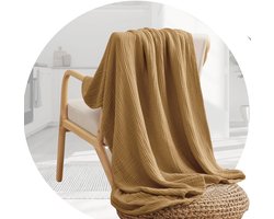 Plaid Terracotta - 100% Katoen - Dekentje voor op de bank - Sprei - Kleedje - Reisdeken - 150 x 200 cm - Mousseline