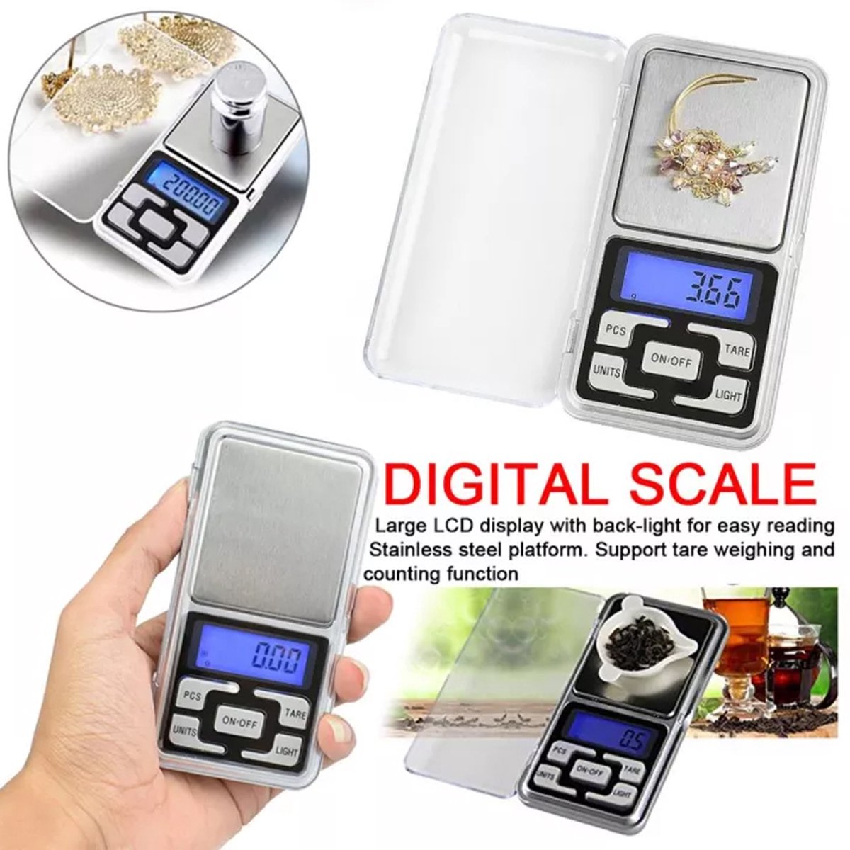Digitale Precisie Weegschaal 500 g / 0,01 g | Mini Keukenweegschaal & Zakweegschaal | Fijnweegschaal Sieraden, Goud & Brieven | Tarra-Functie | 6 Eenheden gr/oz/ozt/dwt/ct/gn | Verlicht LCD-Display | Zilver