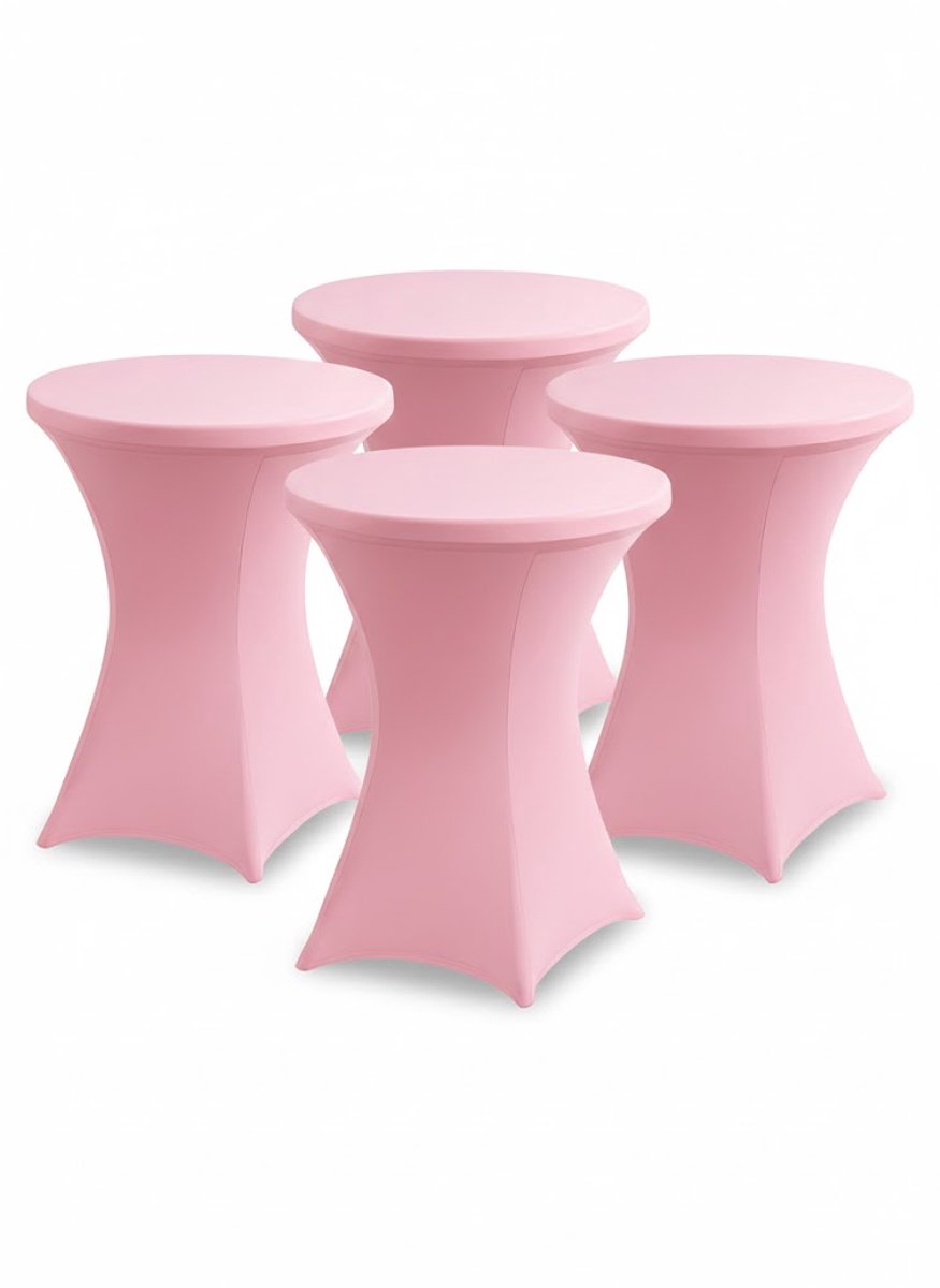 BRASQ Statafelrok Roze - ∅80-74 x110 cm - Set van 4 - Statafelhoes - Stretch Rok - Tafelrok voor statafel