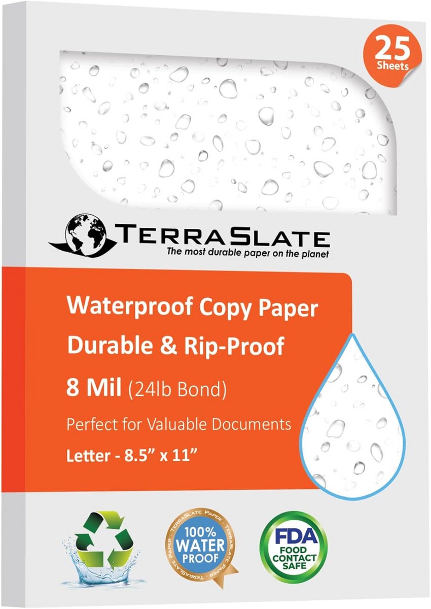 Waterproof Laserprinter Papier, Formaat A4, 25 Vel, Scheurvast en Duurzaam