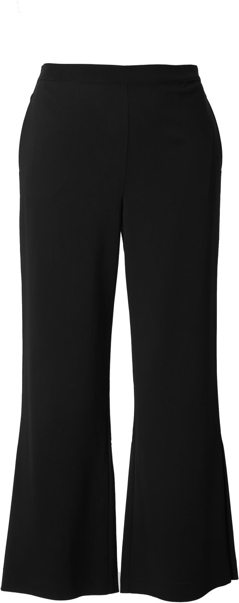 Ulla Popken - Dames - Broek zijsplitten wijde pijp comfortabele tailleband - Zwart - Maat 56