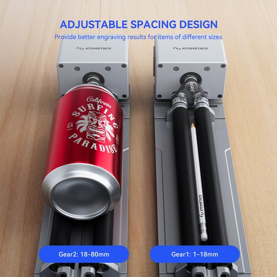 Atomstack R8 ATOMSTACK R8 Laser Graveer Accessoire – Rotatie-as voor Cilindrische en ...