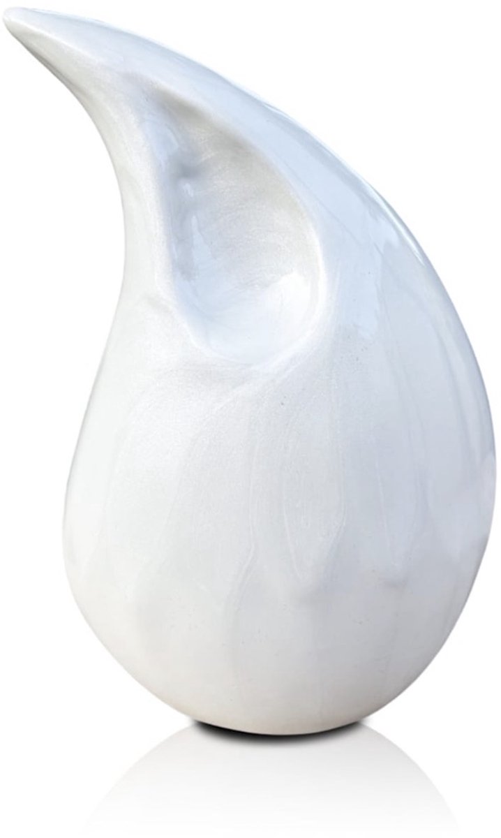 Akerz Druppel Urn – Witte Metalen Herinneringsurn – 400 ml Bewaarurn voor As – Elegante Druppelvorm Gedenkurn – Stijlvol Modern Aandenken voor Dierbare – Voor Huisdieren of Menselijk As