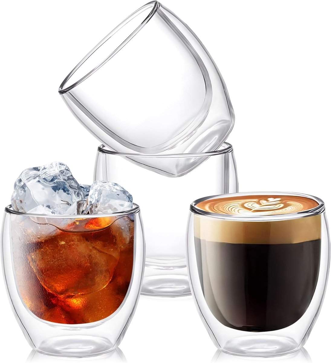 Majestix Dubbelwandige Glazen - Set van 4 glazen - 250 ML - Isolerende Thermoglazen - Latte Macchiato - Cappuccino - Espresso - Koffie - Thee - Koude dranken
