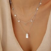 Hey Happiness Ensemble de Chaînes Multi Couches pour Femmes – Ensemble de 2 – Délicat et Élégant – Acier Inoxydable – Ajustable - Argent