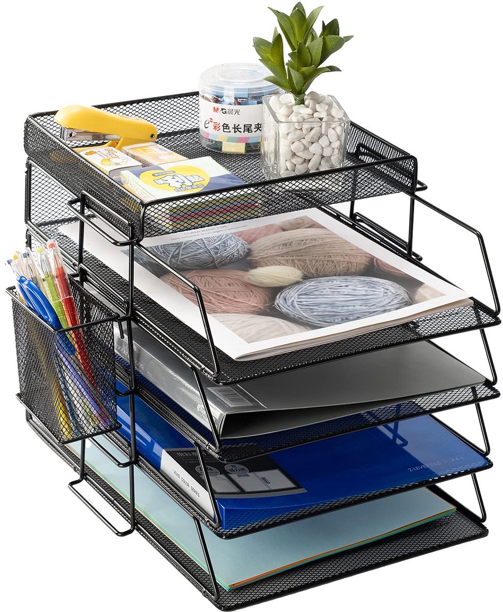 Stunq® Multifunctionele 5-laags Papier- en Kantooraccessoires Organizer met Penhouder in Zwart