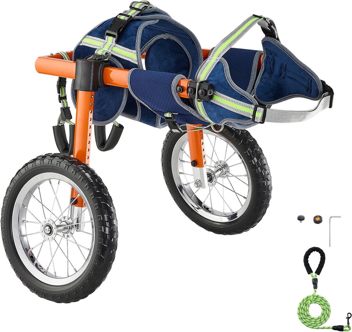 Instelbare Hondenrolstoel voor Achterpoten, Lichtgewicht Tweewielig Huisdier Mobiliteitshulp, Aanpasbare Hoogte, Breedte Lengte, Kar Met Schokabsorberende Wielen, voor Gewonde Of Gehandicapte Honden Van 21.8-40 kg, Groot