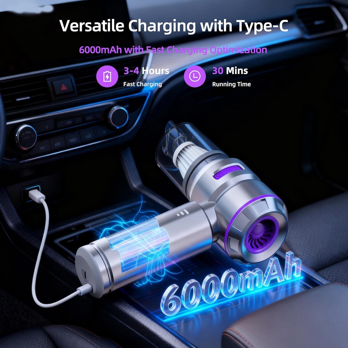 Draadloze autostofzuiger, verwijdert moeiteloos al het vuil - afbeelding 3