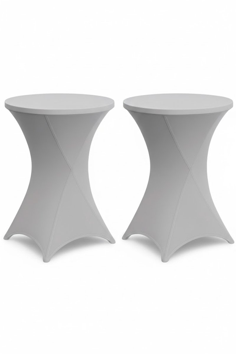 BRASQ Statafelrok Grijs - ∅80-74 x110 cm - Set van 2 - Statafelhoes - Stretch Rok - Tafelrok voor statafel