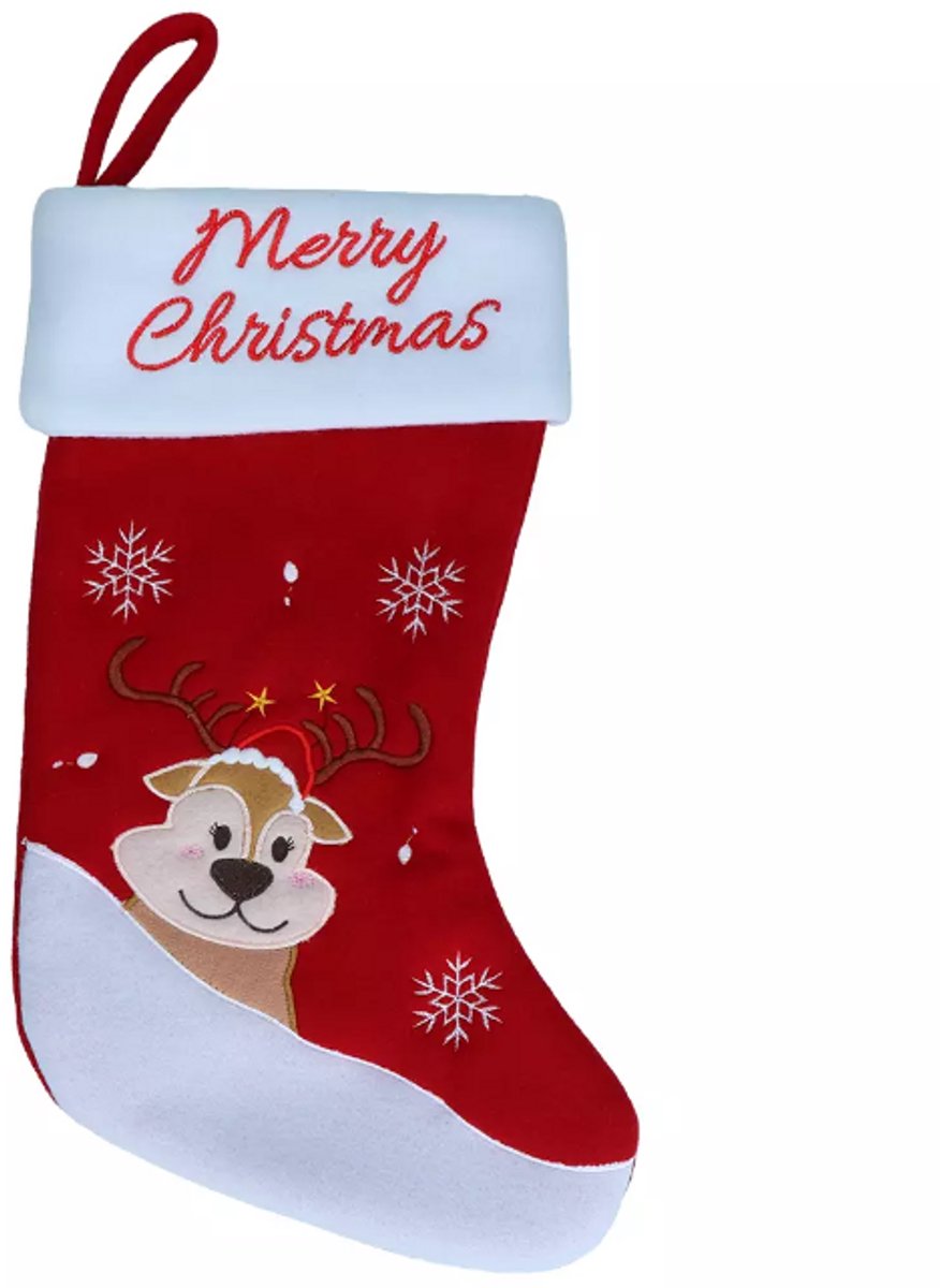 Hofman Animal Care Kerstsokken voor Huisdieren - 20 x 38 cm - Kerstdecoratie - Kerstversiering voor Honden - Stocking Reindeer