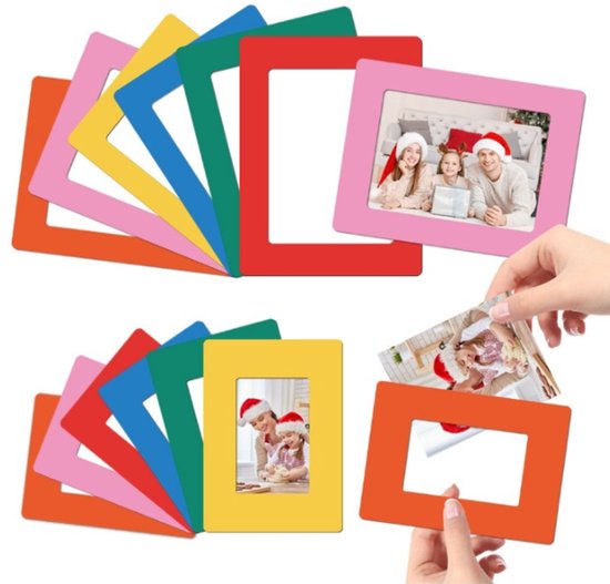 HFDONGL 12 stuks magnetische fotolijsten magnetische fotolijsten kleurrijke mini fotolijst collage fotomagnne creatieve fotolijst set voor koelkast desktop