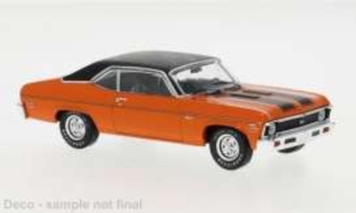 Chevrolet Nova SS 1971 Oranje Zwart Modelauto 1/43 Ixo Models