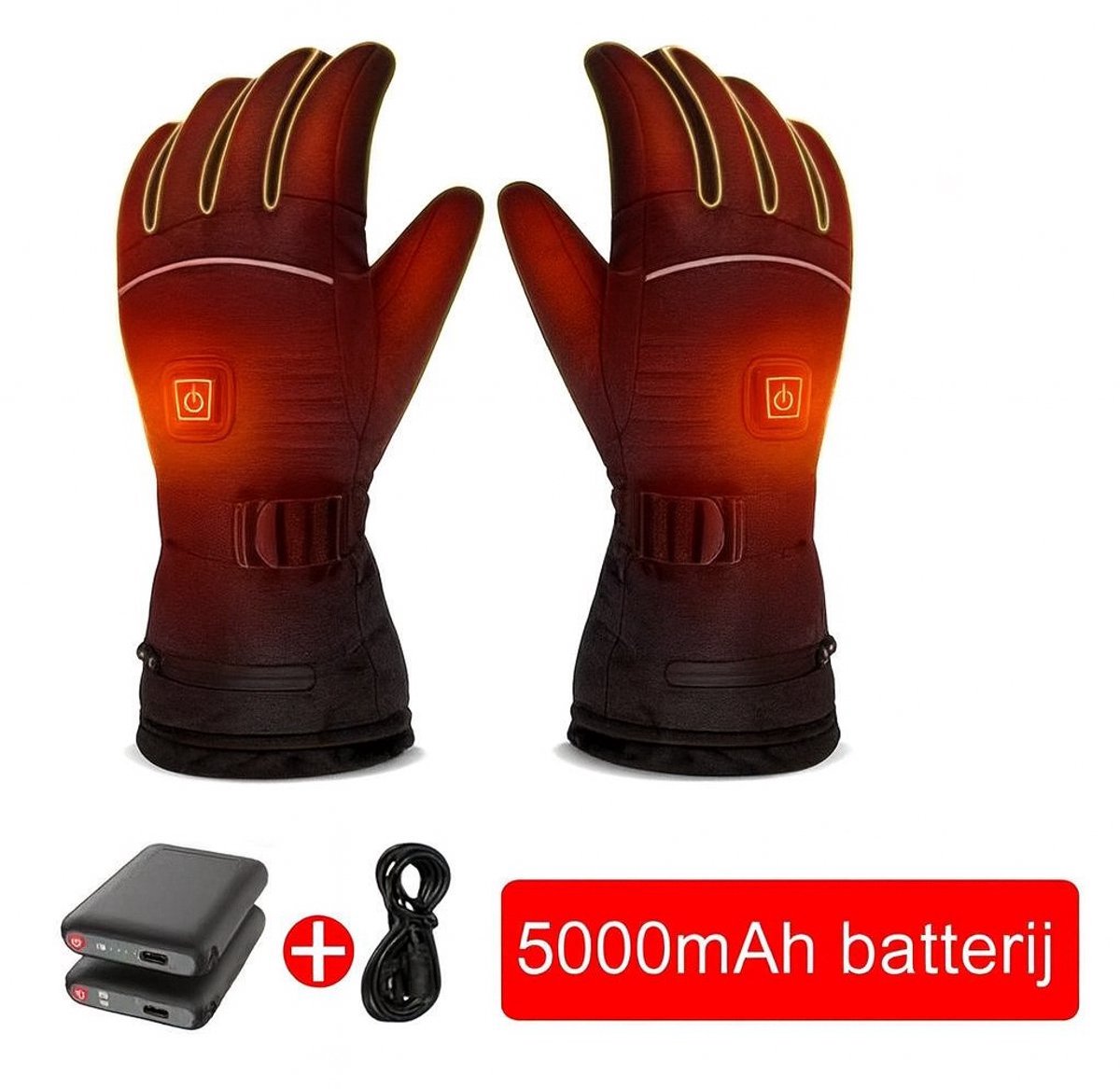 jumalu Verwarmde Handschoenen – Maat XL – Oplaadbare Elektrische Winterhandschoenen – 5000mAH – Water- & Winddicht – 3 Warmtestanden – Touchscreen – Voor Fiets, Wandel & Ski