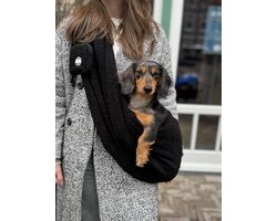 The Dog Label - Hondendraagtas - hondentas - draagtas hond - draagzak - kleine honden - hondendraagzak- pups - oude hondjes - honden reistas- teddy - zwart