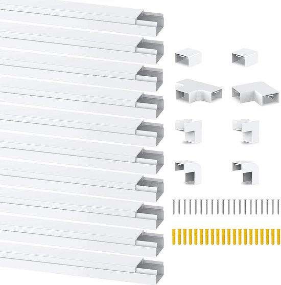 Link LK40625 Kabelgoot, zelfklevend, van pvc, 40 x 25 m, 2 m, met schuifdeksel, wit