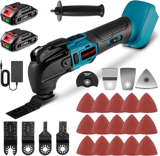 Accu-oscillerende multitools voor Makita 18-20V batterij, 300W borstelloze motor gereedschap, 5 variabele snelheden voor schrapen, schuren, hout snijden (voor MK-batterij