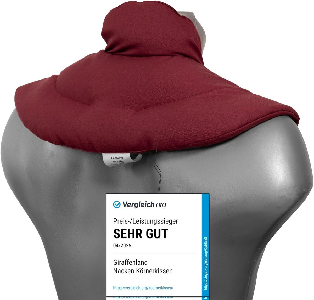Kersenpitkussen Nek en Schouder - Warm & Koelcomfort met Opstaande Kraag - Bordeauxrood