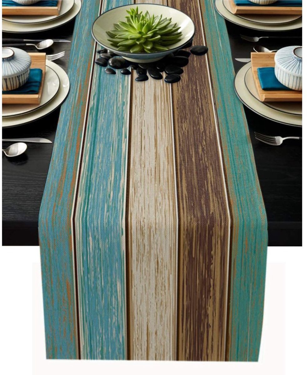 Gigicial Westerse Tafelloper - Zuidwestelijke Tafelloper - Meerkleurig Streepdesign En Lange Vorm Voor Moderne Eettafel- 33*90cm - 1 Stuk - Thuisgebruik En Restaurants Grijs/Zwart/Wit