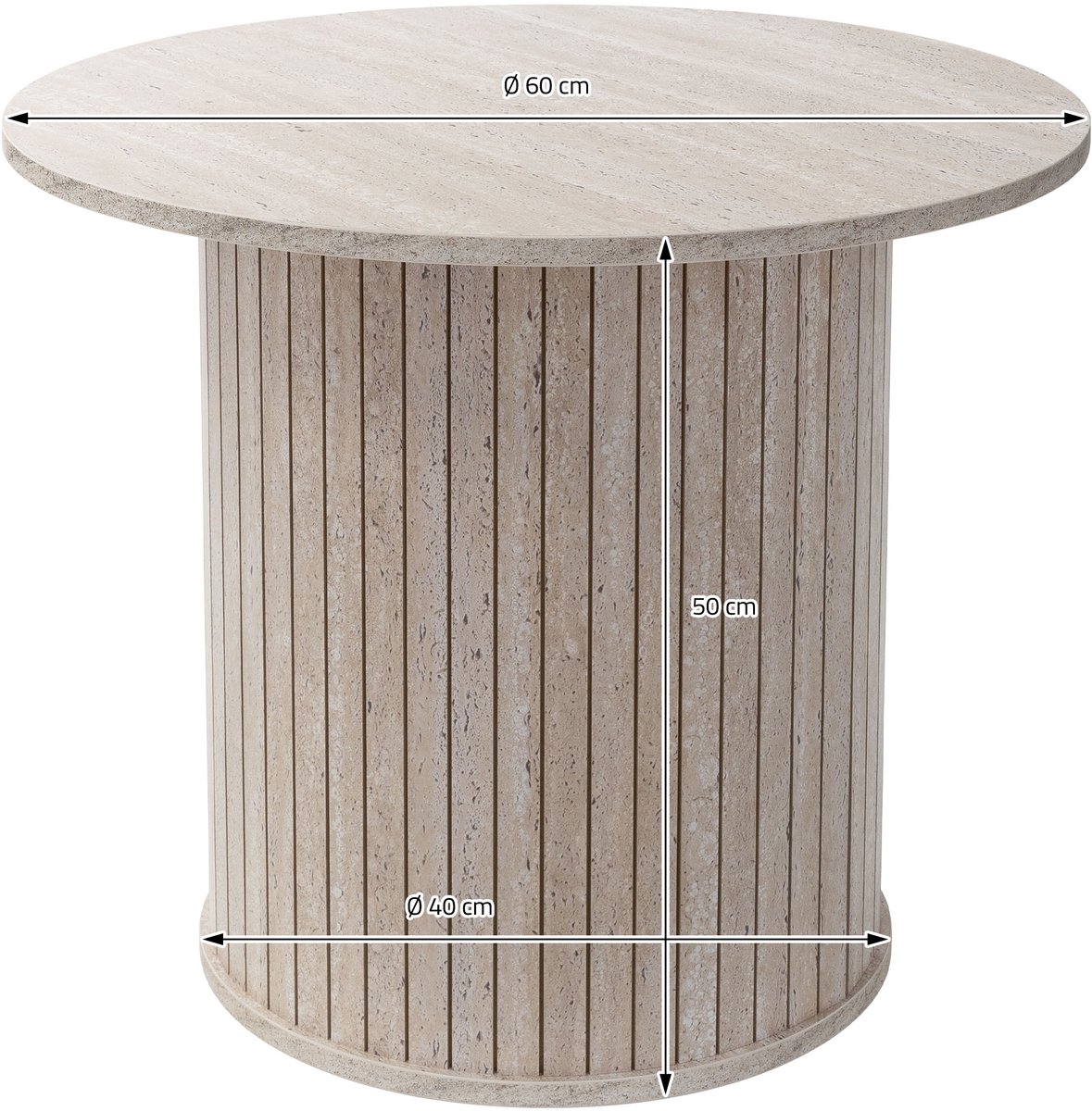 ml-design salontafel rond steenlook beige Ø60x40 cm woonkamer bijzettafel modern klassiek design houten koffietafel compact rond tafeltje voor thee koffie snacks stijlvolle woondecoratie decoratieve grijze tafel industrieel woonkamermeubel