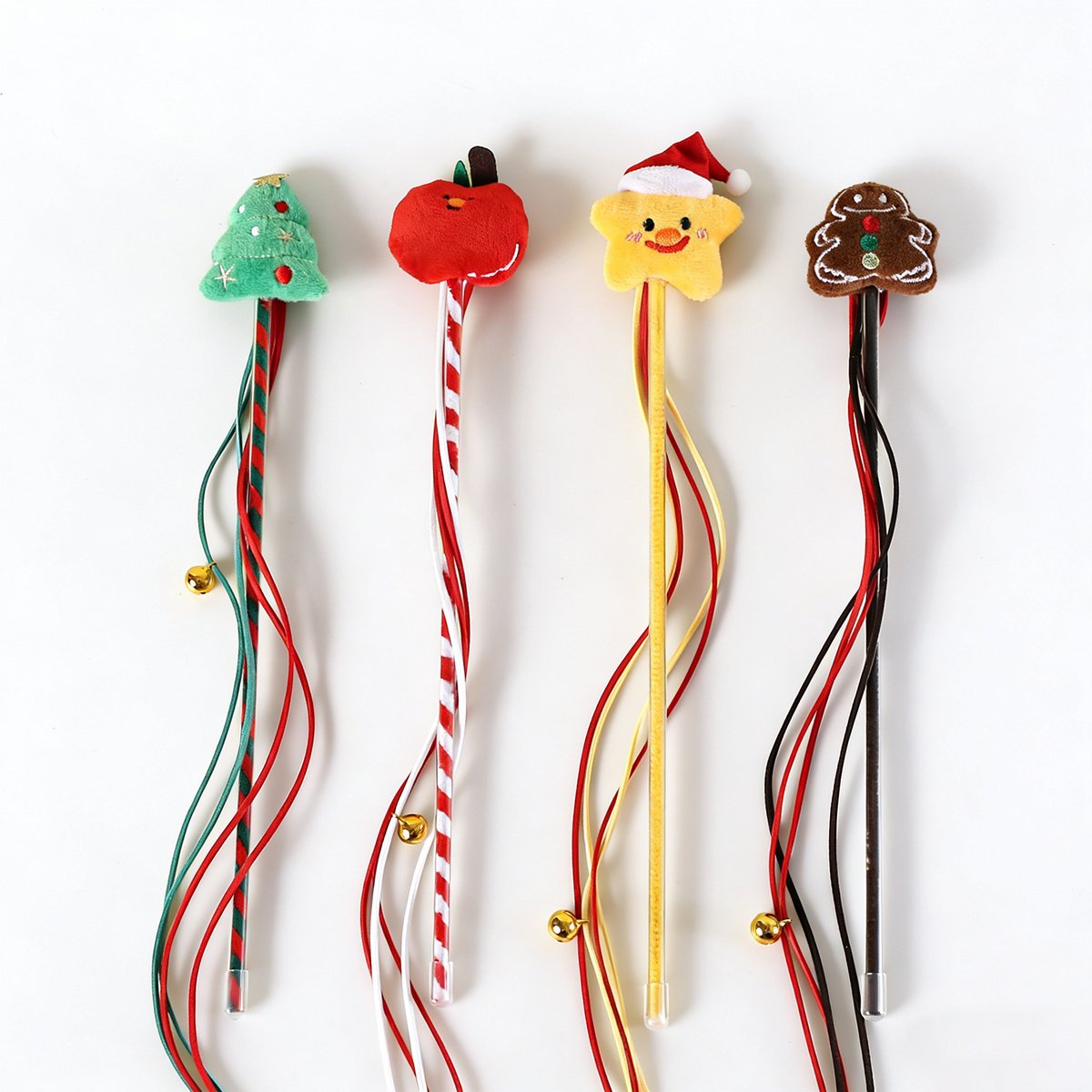 Kattenhengel Kerst Set - 4 Stuks - Interactief Kattenspeelgoed