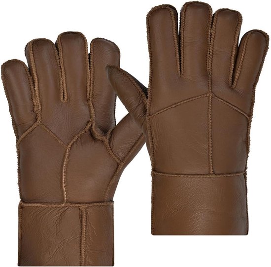Heren en Dames skihandschoenen met imitatiebont Langlauf Camel Beige