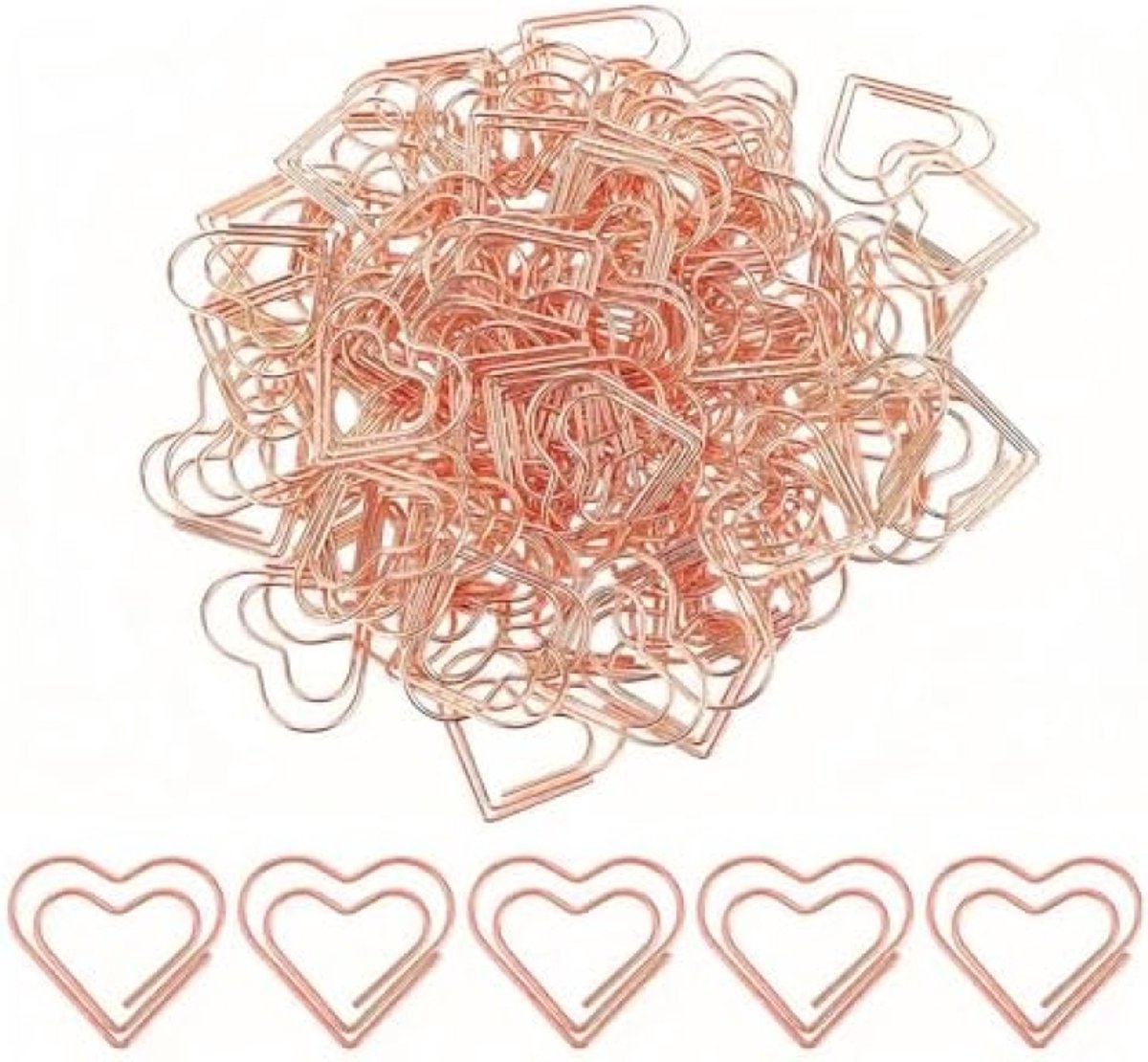 50 Hartvormige Paperclips Roségoud - Stijlvolle Klemmen voor Kantoor en School