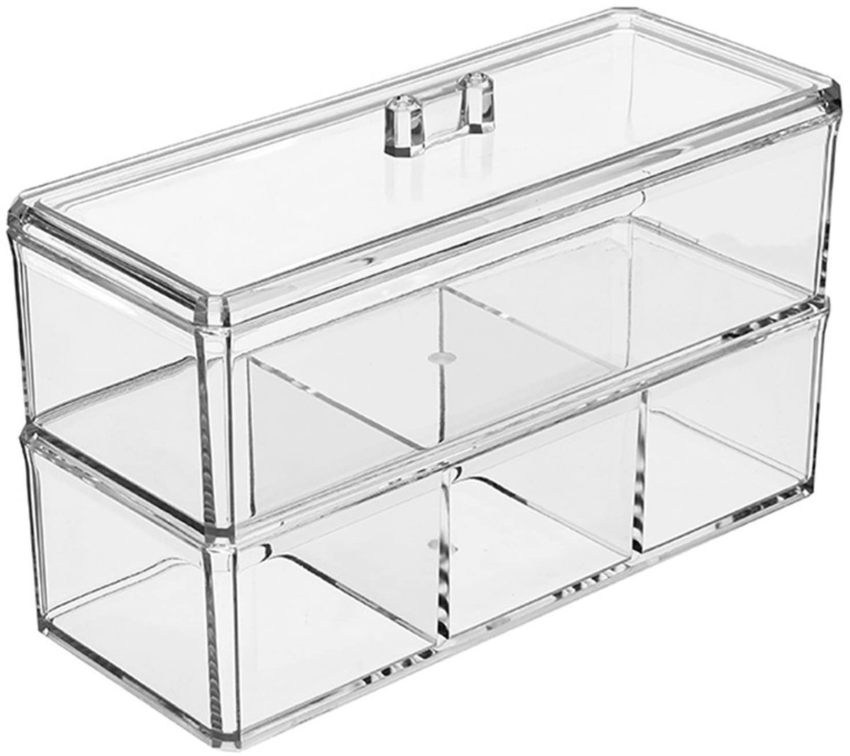 Stunq® Dubbellaagse Transparante Make-up Organizer Set met Deksel en Stapelbaar Ontwerp