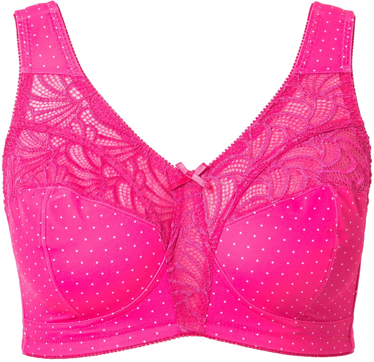 Ulla Popken - Dames - Steunbeha kant zonder beugel - Roze - Maat 110D
