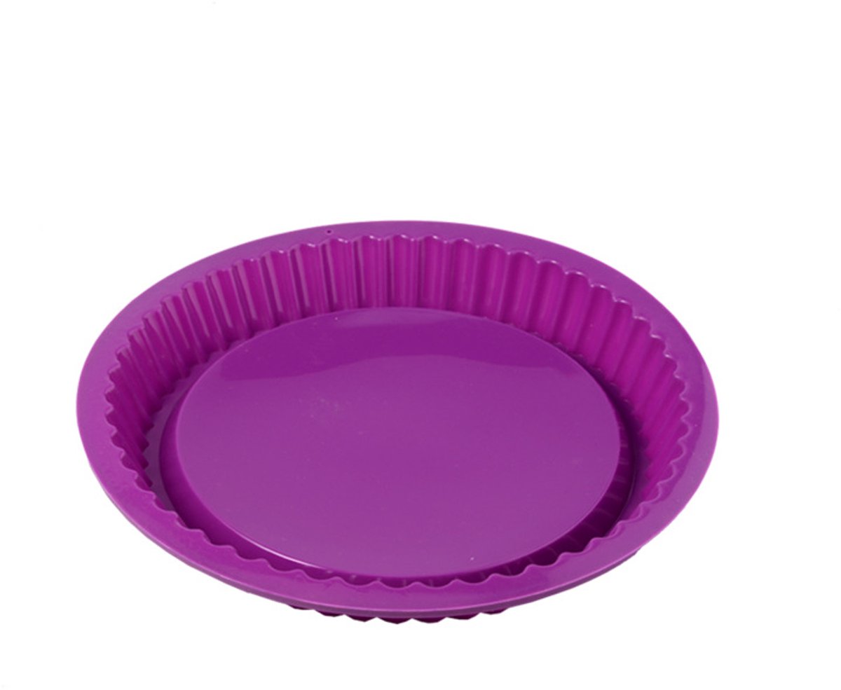 BPA-vrije ronde siliconen bakvorm, geschikt voor cakes, fruit, quiche en pizza.