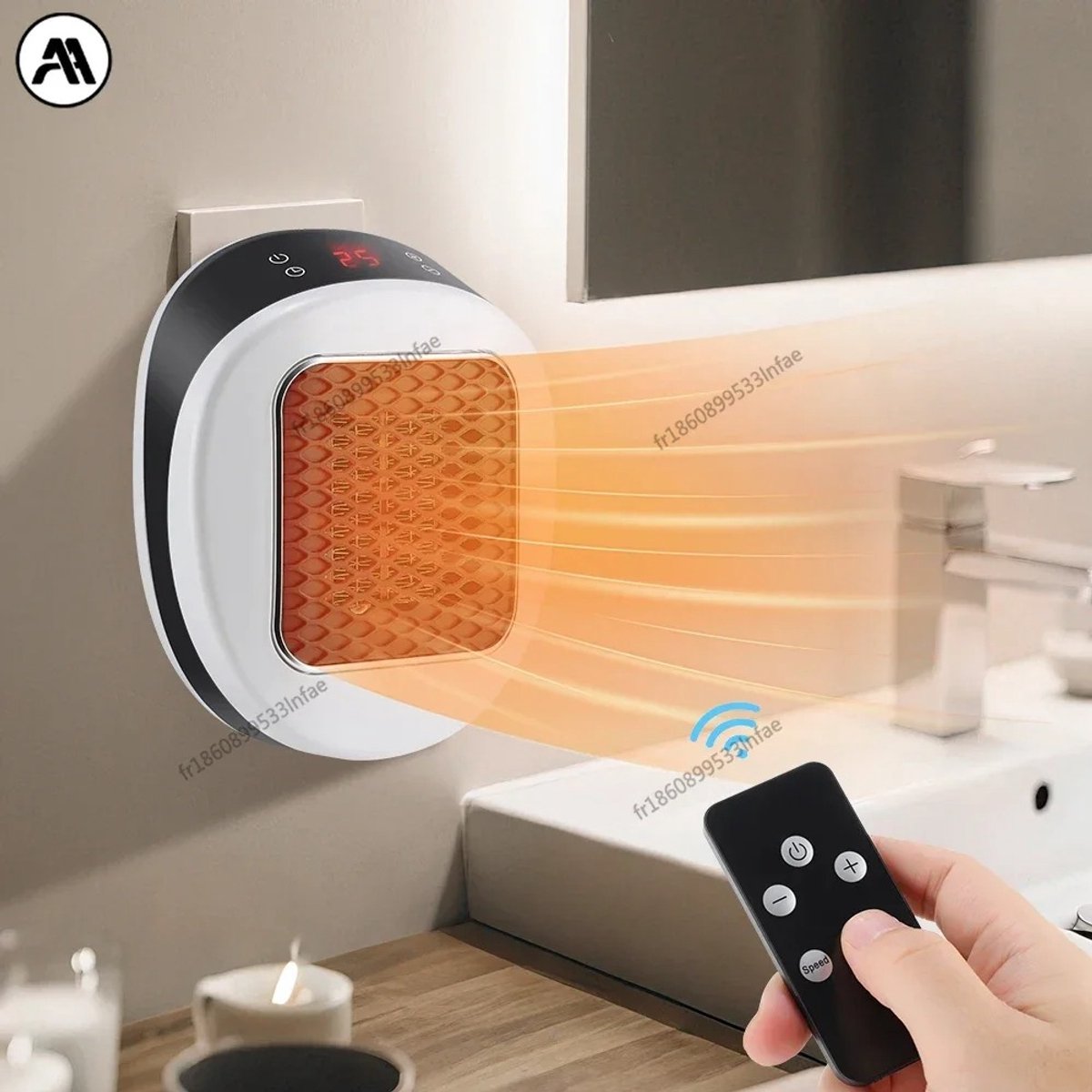 Tresaro Handy Heater - Stopcontact verwarming - Wandkachel - Mini Heater - Badkamerkachel - met afstandsbediening - 400W - Keramische Kachel & Heater Voor Binnen - helder LED-display - regelbare thermostaat - geschikt voor kamers en kantoren - wit