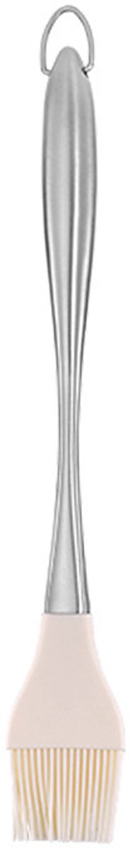 Bakborstel - Roestvrijstalen olieborstel - Olieborstel - BBQ-olieborstel - BBQ-borstel - Kruidenborstel - Siliconen borstelkop - BBQ-gereedschap - Keukenaccessoires - Geschikt voor koken, bakken en barbecueën - Wit