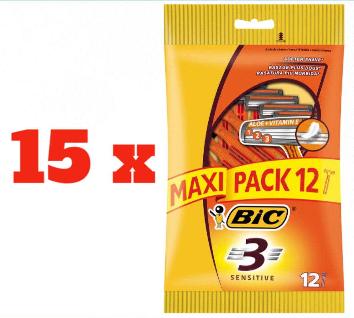 BIC 3 Sensitive Pouch Wegwerpscheermesjes - 20x8st - Voordeelverpakking