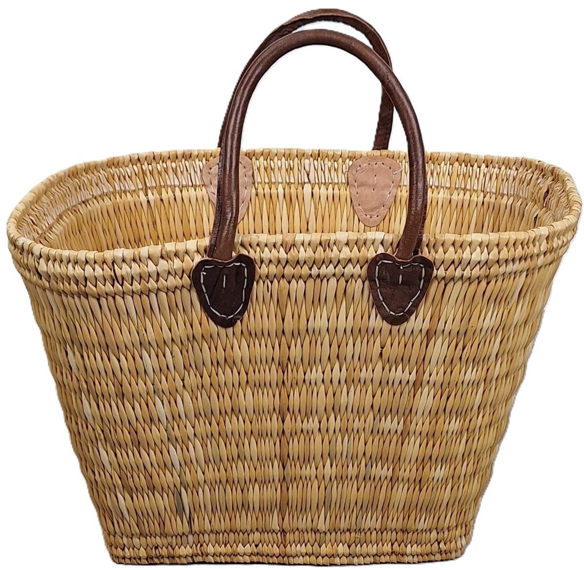 Migostyling - Mais - Rieten Tas - Boodschappen tas - Strandtas - Leren hengsel - Stevig