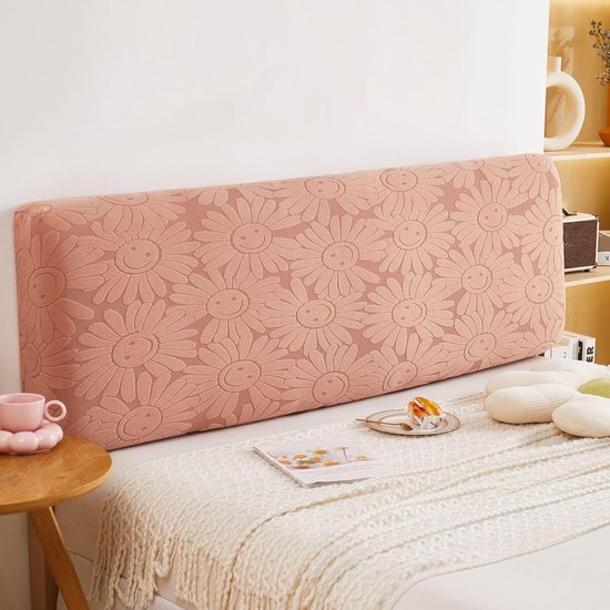 1 pièce-Housse de tête de lit 180 cm-Housse de protection pour tête de lit-Housse amovible- tout compris étanche à la poussière-Protection -pour lit double, lit simple, lit, revêtement de tête de lit-Rose-Motif floral