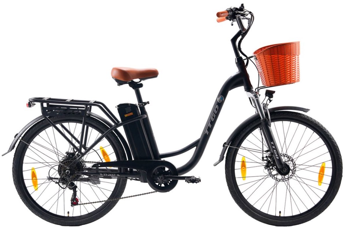 TTGO YY-26ST Elektrische Fiets - 250W Motor - 36V14.5Ah Accu - 26x1.75" Banden - Max Snelheid 25km/u - Max Bereik 60-75km - Shimano 6 Versnellingen - Zwart thumbnail 2