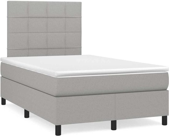 vidaXL-Boxspring-met-matras-en-LED-stof-lichtgrijs-120x190-cm