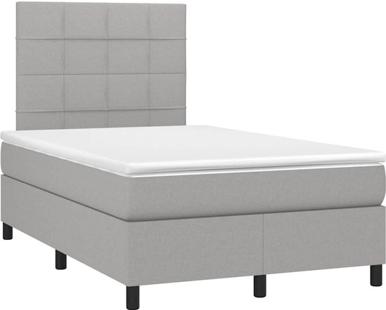 vidaXL-Boxspring-met-matras-en-LED-stof-lichtgrijs-120x190-cm