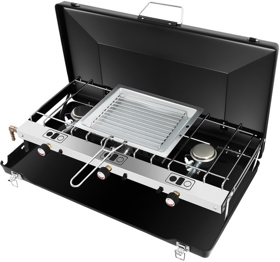 Gasfornuis Camping Kooktoestel Rechthoekige 3 Vlammen Campingkoker Grill Stove 56.5*30*34cm van Merkloos — afbeelding 2