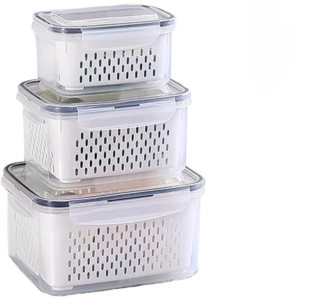 Stunq® Efficiënte Koelkastopbergset met Deksel en Afdruipmand voor Verse Producten en Meer