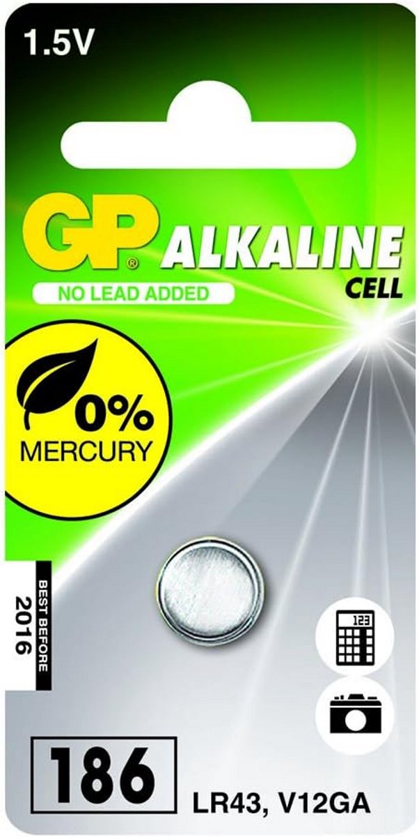 Alkaline Knoopcel Batterij 1,5V (LR43 / V12GA / L1142) voor Elektronica