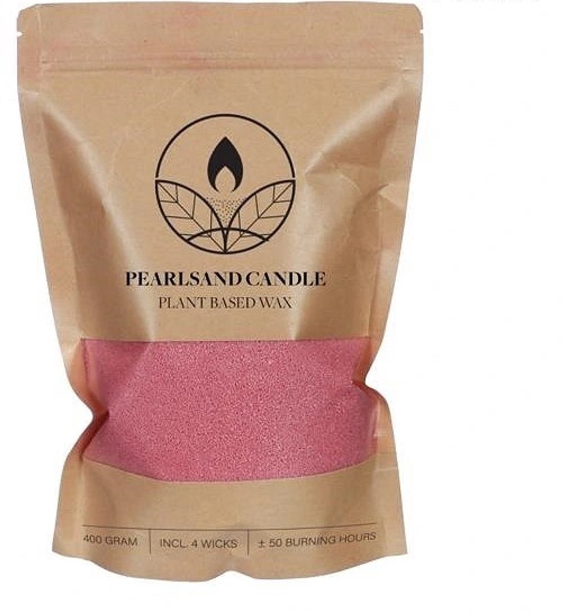 Kaarsenzand - Pearlsand candle - 400gr - Pink - Roze - 50 branduren - met 4 lonten - kaarsen maken