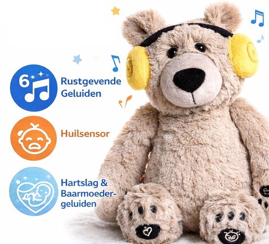 Hartslag Knuffel Beer met Muziek en Witte Ruis