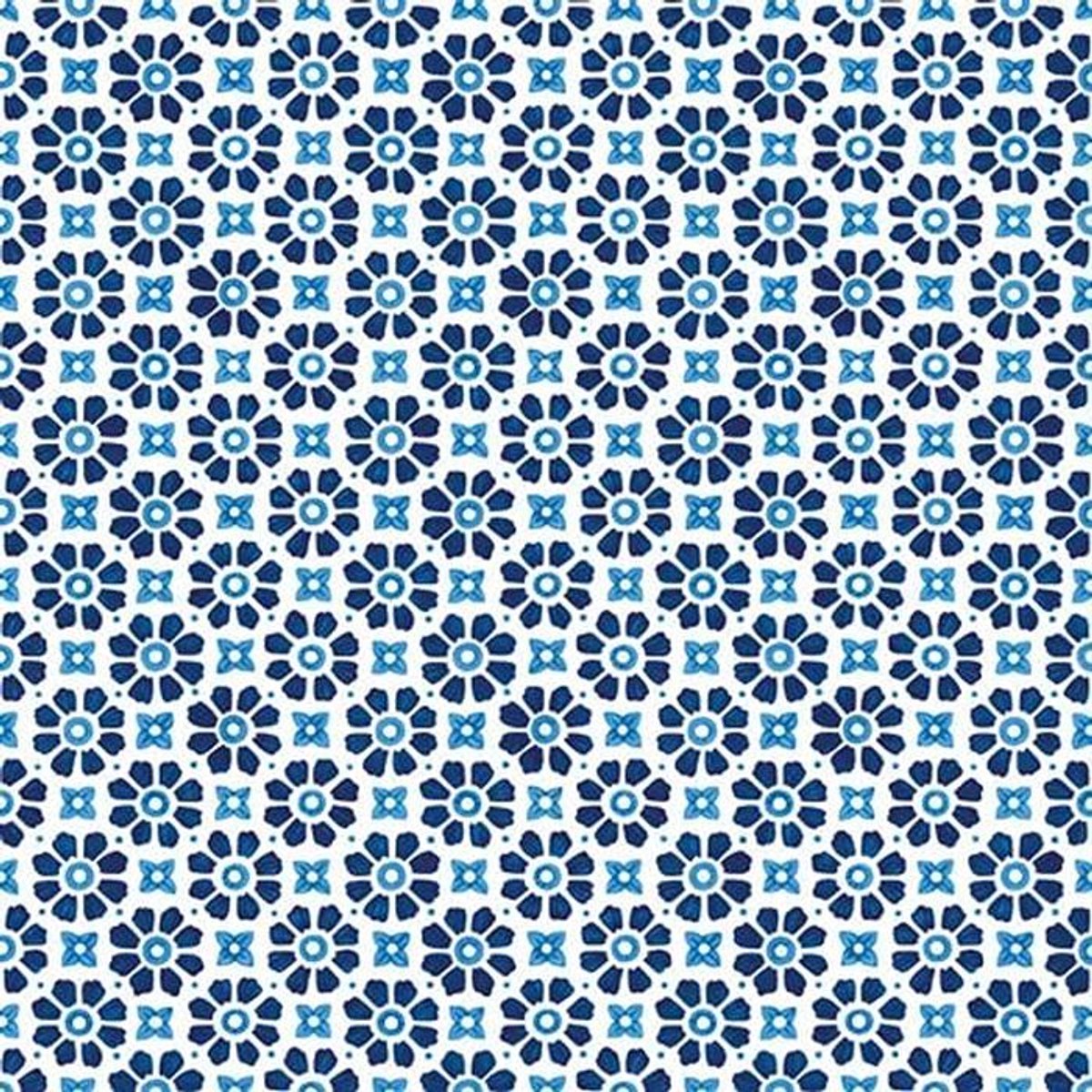 Kleine servetten met bloemenpatroon blauw - 33 x 33 cm - 20 stuks