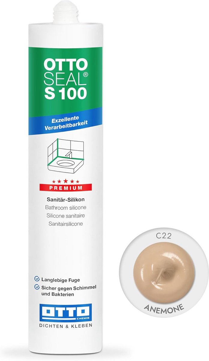 Premium sanitair siliconen 300 ml - Anemone kleur voor waterdichte afdichtingen