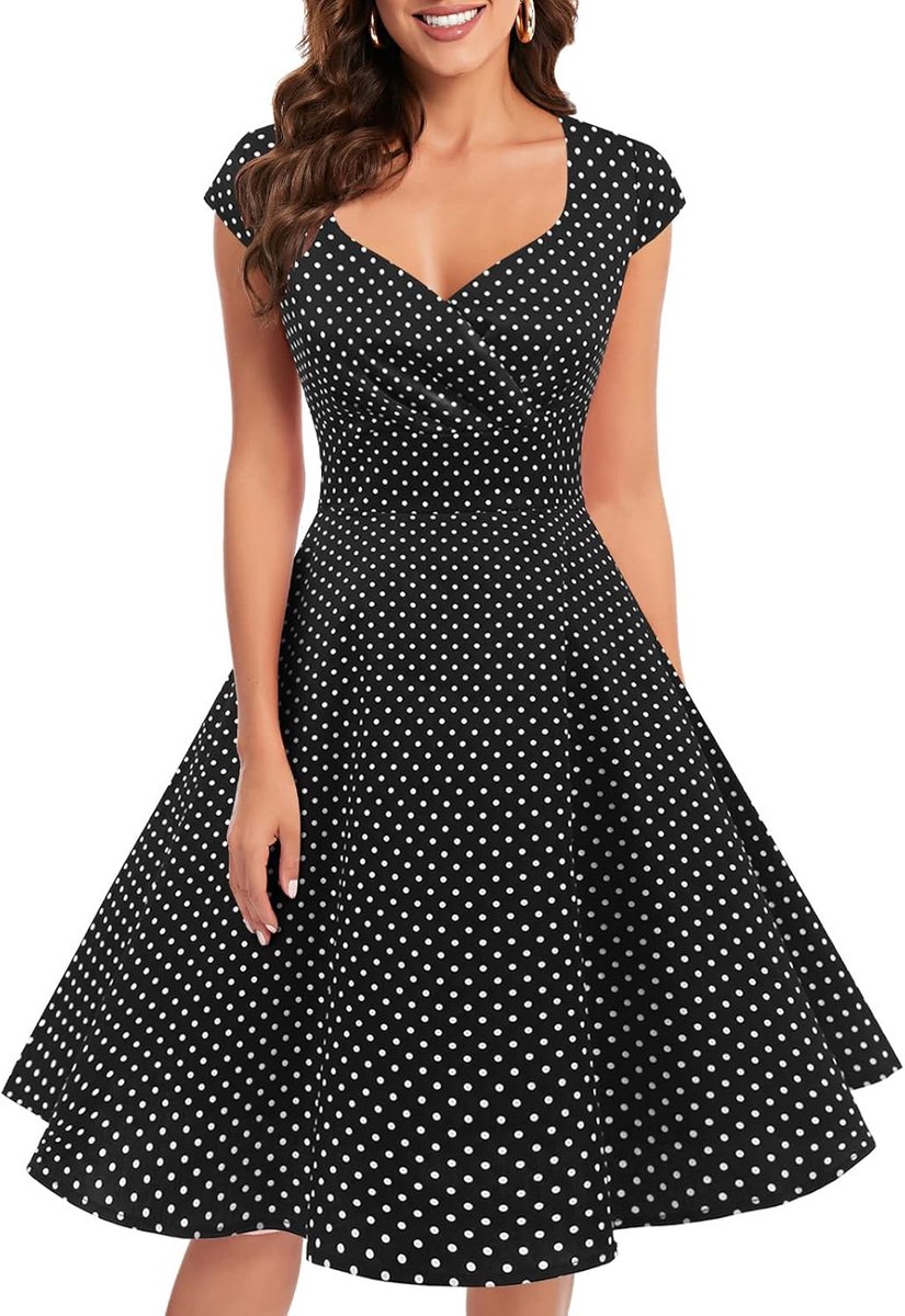 Dames Cocktailjurk A-lijn Vintage Retro Stijl Knielengte Feestjurk